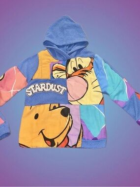 Vintage Patchwork Winnie the pooh Hoodie - Multicolor